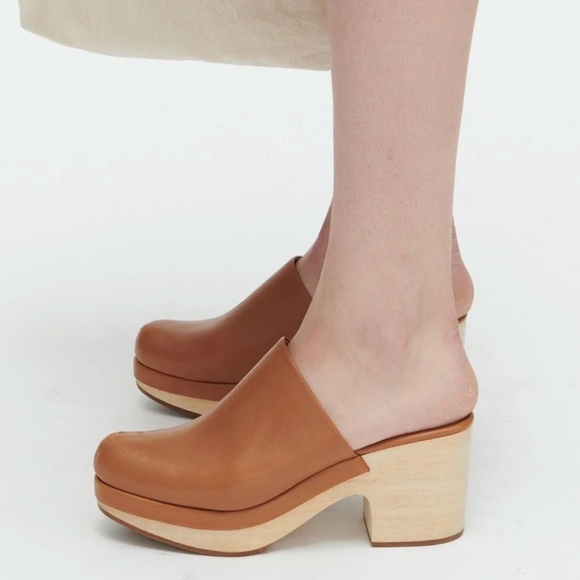 Rachel Comey Bose Clog Size 9 Cognac Leather Wood Platform - Picture 4 of 14